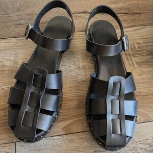 IOB Freda Salvador Sera Black Fisherman Sandals US 9.5